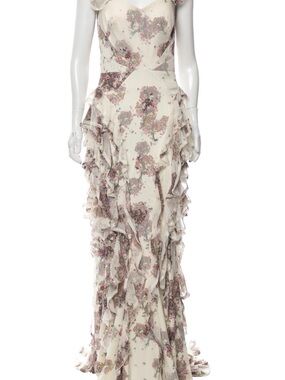 Zac Posen Bouquet Print Silk Gown New With Tags